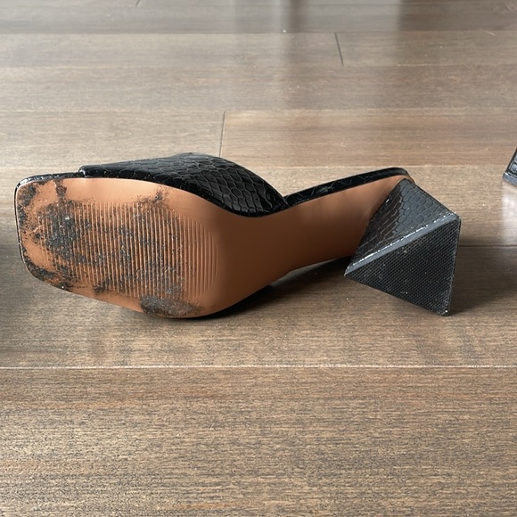 Black Patent Snake Print Mules - Picture 5 of 5